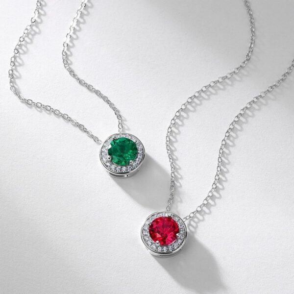 Hot sale complete cultivation emerald necklace pendant S925 silver with cultivation colorful treasure full diamonds collarbone chain customized - Image 4
