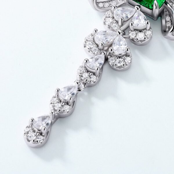 Bow Long Cultured Emerald Necklace S925 Silver with Cultured Colored Treasure Light Luxury Chain Breeze - Image 4