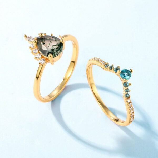 Hot sale wind S925 silver green moss ring female watercress agate finger ring light luxury fashion versatile - Image 4