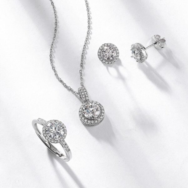 S925 silver classic round moissan pendant lockbone set chain moissan pendant fashion country tide jewelry - Image 4