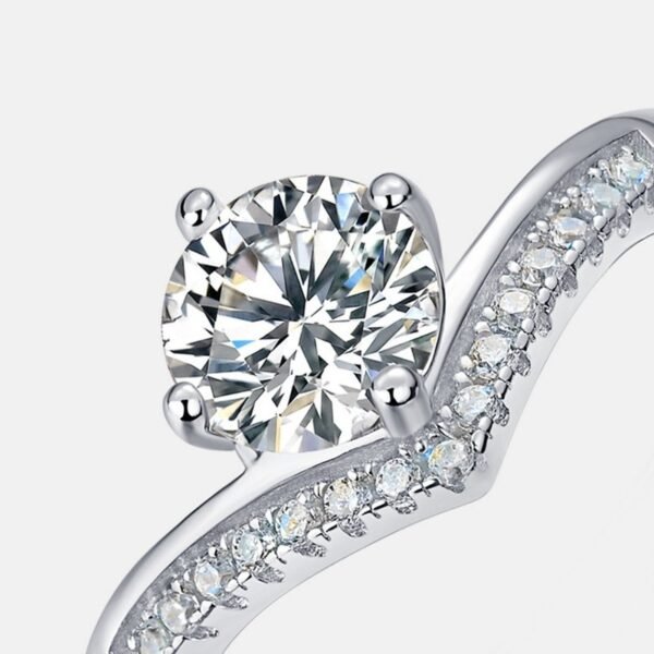 Classic temperament S925 silver moissanite open ring one carat proposal princess crown finger ring - Image 4