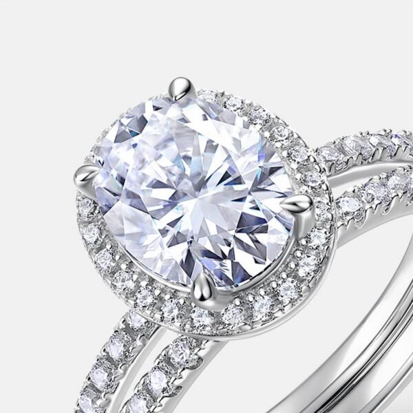 Brilliant light luxury pigeon egg moissanite diamond ring female S925 sterling silver fashion combination ring - Image 4