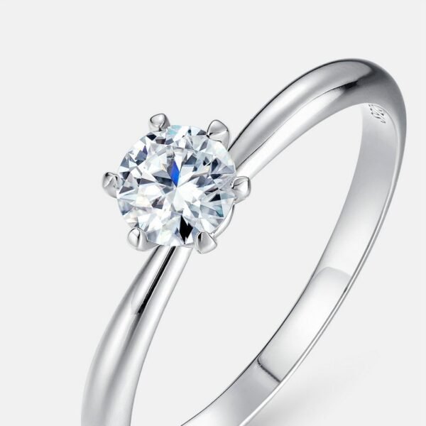 Genuine radiant moissanite diamond ring female S925 silver proposal engagement ring couple ring simple fashion - Image 4