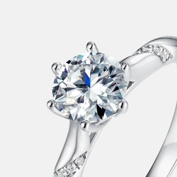 Classic Twisted Arm Setting One Carat Moissanite Ring S925 Sterling Silver Proposal Engagement Couple Diamond Ring - Image 4