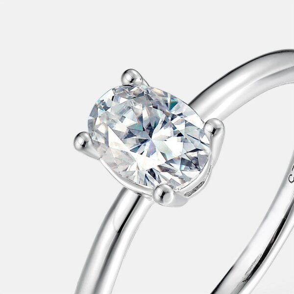 Classic egg-shaped moissanite ring female S925 sterling silver inlaid colorful treasure proposal ring simple - Image 4