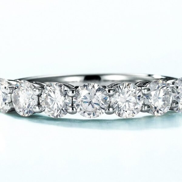 Moissanite pair ring women's single row diamond ring S925 silver inlaid colorful treasure stacking finger ring simple - Image 4