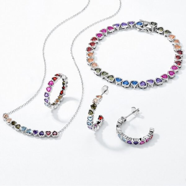 Love rainbow zirconia bracelet S925 silver package inlaid color zirconium color treasure bracelet simple light luxury fashion female - Image 4