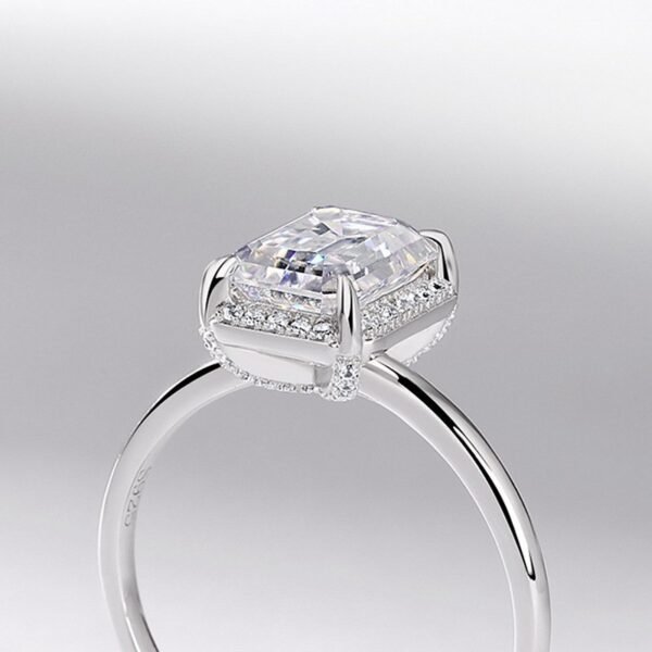 Classic Cube Sugar Moissanite Ring Women's S925 Silver with Brilliant Moissan Proposal Finger Ring Light Luxury Customized - Image 4