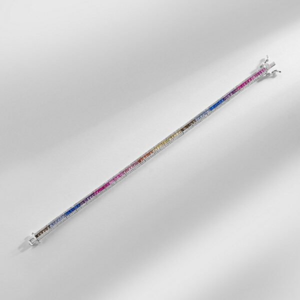Light luxury single row radiant color zirconium bracelet women S925 silver with seven colors rainbow color treasure hand jewelry wind - Image 4