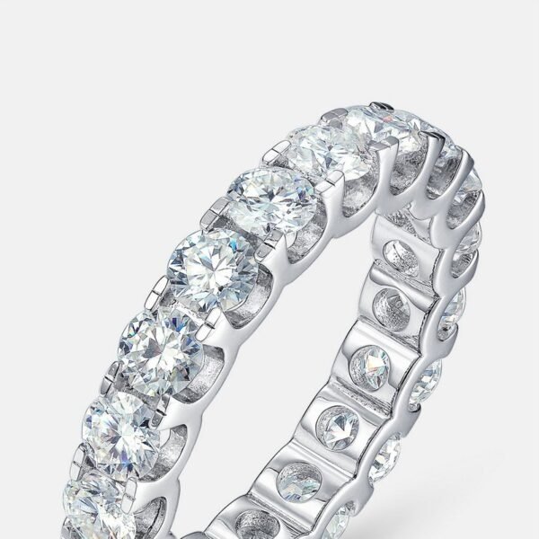 Hot pick light luxury design full diamond row set moissanite ring female S925 silver sparkling colorful diamond ring wind - Image 4