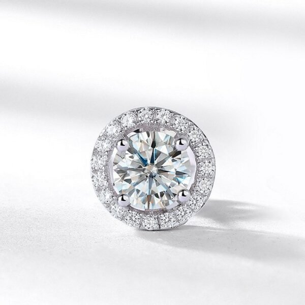 S925 silver moissanite round package set earrings female fashion personality temperament silver earrings - Image 4