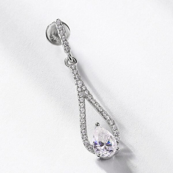 S925 silver moissanite earrings super flash long niche premium sense ins high cold wind earrings - Image 4