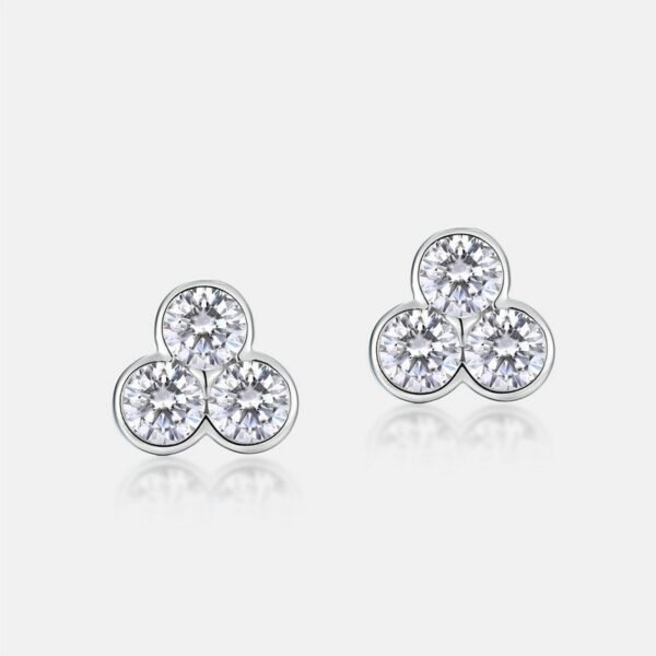 Three petal flower moissanite earrings female S925 silver inlaid radiant moissanite earrings simple fashion - Image 4