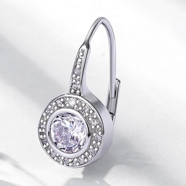 Moissanite earrings S925 silver surrounded by full of diamonds fashion ear hooks simple and light luxury personality versatile - Image 4