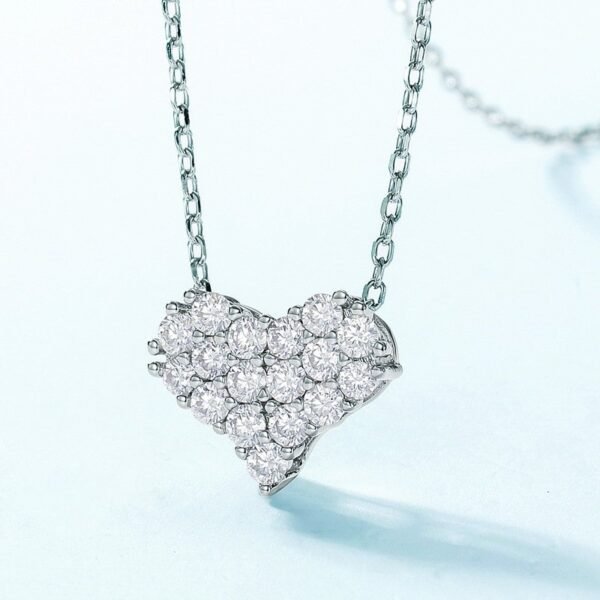 Love full diamond moissanite necklace female S925 silver eternally sparkling moissan collarbone chain simple - Image 4