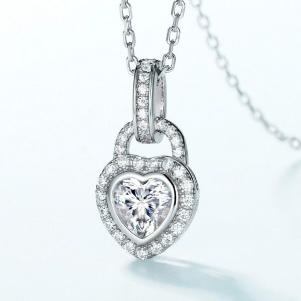 Love moissan collarbone chain S925 silver full inlaid radiant colored diamonds necklace light luxury fashion personality - Image 4