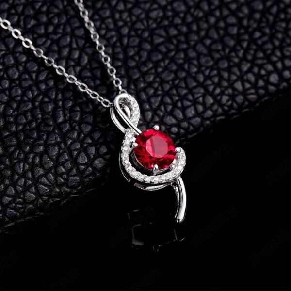 Beautiful note cultivation ruby necklace women S925 silver with cultivation color treasure collarbone chain fashion - Image 4