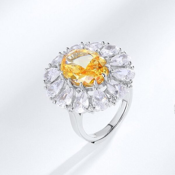 New S925 silver egg-shaped aquamarine ring ice flower cut high carbon diamond ring luxury fashion - Image 4