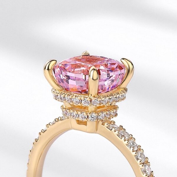 S925 silver inlaid high carbon diamond ring women's exquisite cold style plated 18k gold finger diamond ring - Image 4