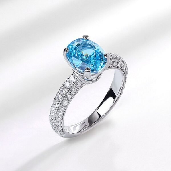 S925 Silver High Carbon Diamond Ring Simple Egg Shape 4 Carat Fashion Minimalist Silver Ring ins - Image 4