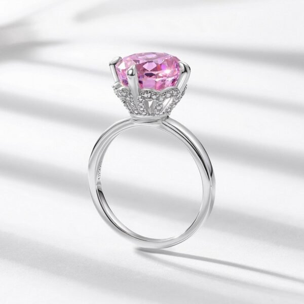 New S925 sterling silver ring set 10_10 pink pigeon egg wind popular hand jewelry - Image 4