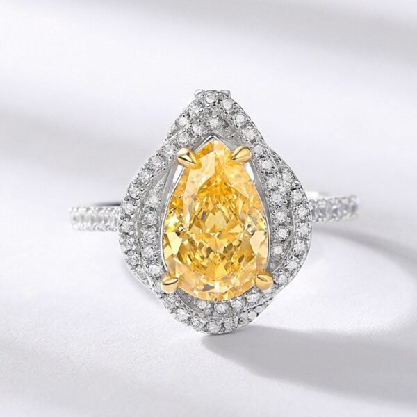 Fashion S925 silver ring female goose yellow ice flower cut high carbon diamond ring necklace dual-use models - Image 4
