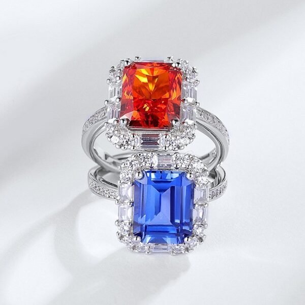 Section S925 silver luxury ring female 3.2ct high carbon diamond 8_10 finger ring female retro simple - Image 4