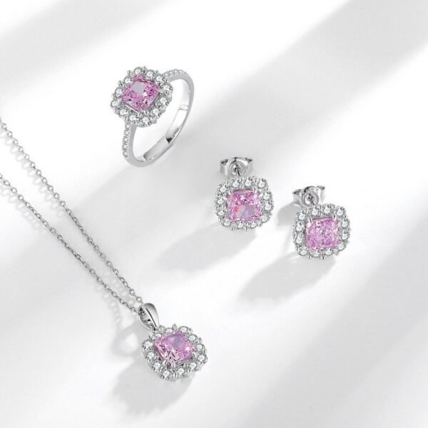 Wind fashion OL square ring S925 silver ice flower cut high carbon diamond ring tiktok same style - Image 4