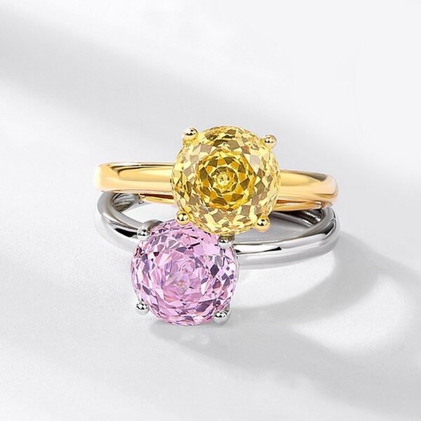 New Millennium rose cut color zirconium ring S925 silver four claws set zirconia open index finger ring simple fashion - Image 4