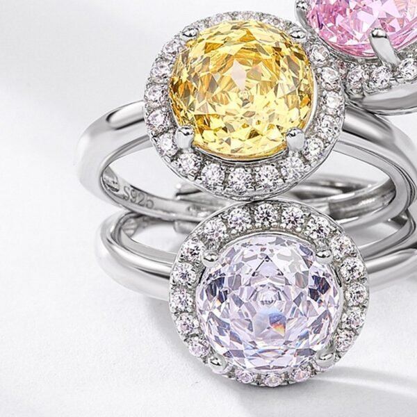 S925 silver millenary rose cut colored zirconia ring surrounded by colorful stones open finger ring fashion simple - Image 4