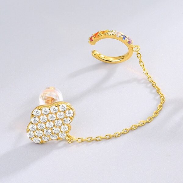 Summer rainbow asymmetric earrings female S925 silver colored zirconia earrings light luxury fashion style spot - Image 4