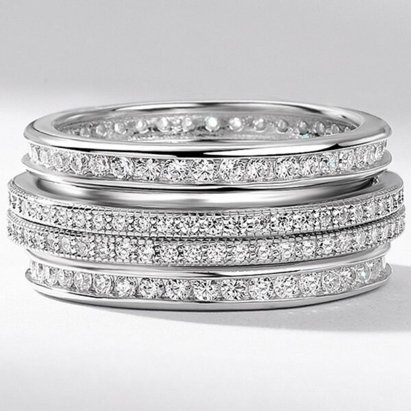 Falling into the Milky Way full diamond index finger ring for women S925 silver with radiant 5A white zirconium ring fashionable and rotatable - Image 4