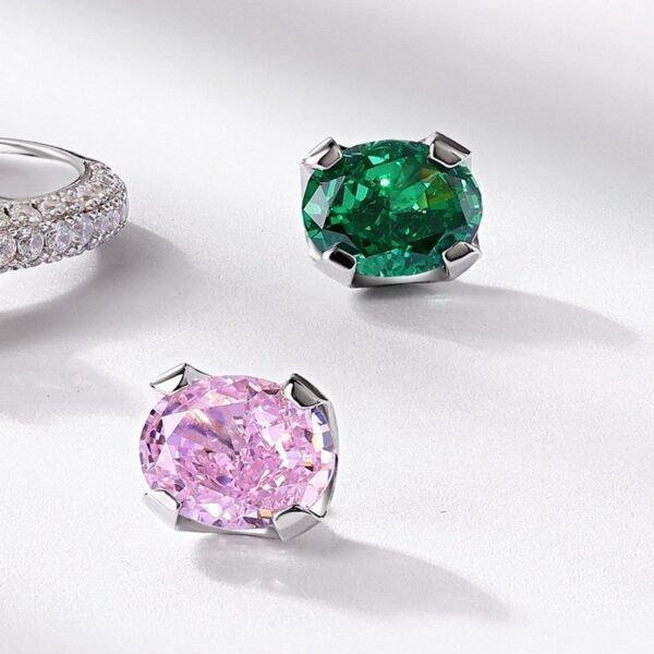 Brilliant high carbon diamond ring S925 silver full set ice flower cut color treasure four colors removable finger ring light luxury - Image 4
