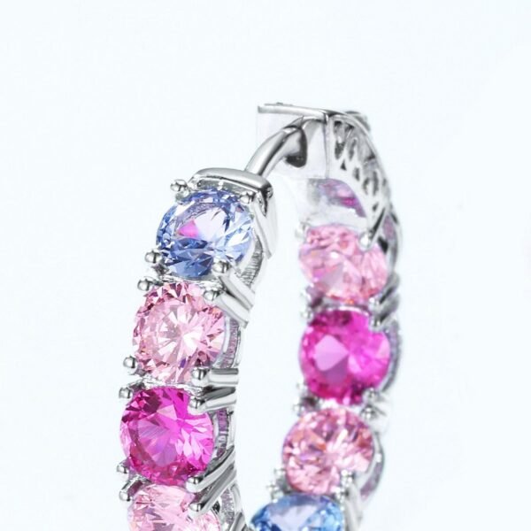 Color zirconium hundred with earrings S925 sterling silver with diamond rainbow earrings light luxury fashion personality - Image 4