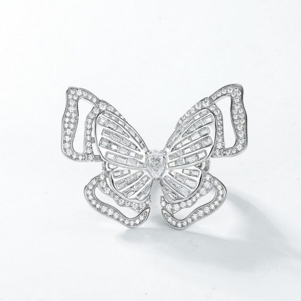 Cross new hot butterfly design high carbon diamond ring S925 silver full set colorful treasure finger ring light luxury fashion personality - Image 4