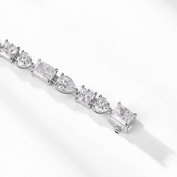 New S925 silver ice flower cut high carbon diamond bracelet luxury fashion flash diamond hand jewelry jittery live the same models - Image 4