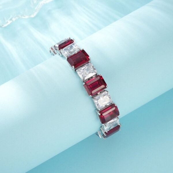 S925 silver inlaid cultivation color treasure bracelet double compartment color full of diamonds light luxury hand jewelry atmosphere fashion - Image 4