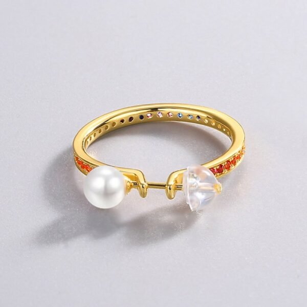 New S925 silver pearl circle earrings full set color zirconia earrings wind fashion niche senior design - Image 4