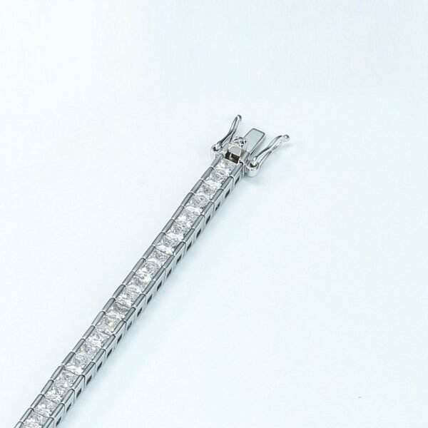 Box chain white zirconium bracelet S925 silver inlaid single row of colorful diamonds hand jewelry men and women fashionable and versatile - Image 4