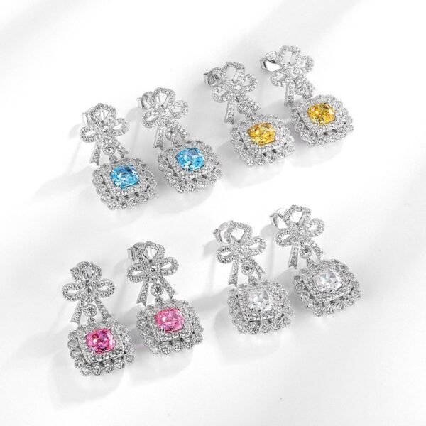 Wind high carbon diamond earrings girls shaking the same exaggerated luxury S925 silver earrings - Image 4