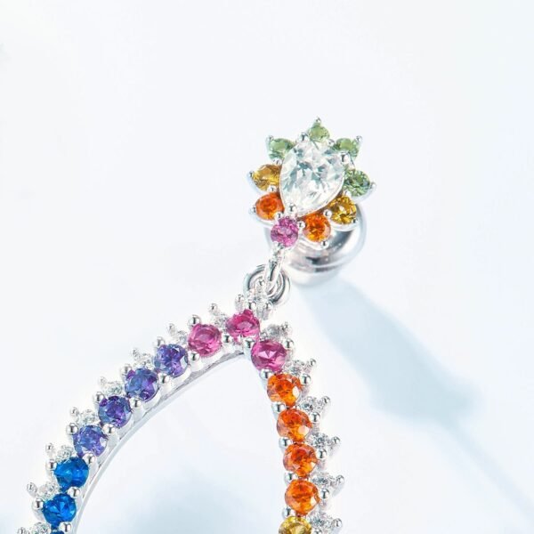 New colorful nano color zirconium earrings female S925 silver full inlaid colorful treasure long earrings fashion light luxury - Image 4