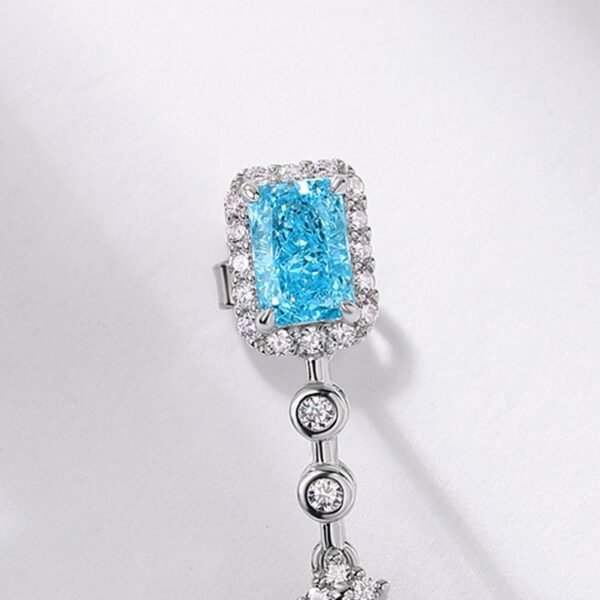 Customized S925 silver long earrings ice flower cut high carbon drop earrings fashion style - Image 4