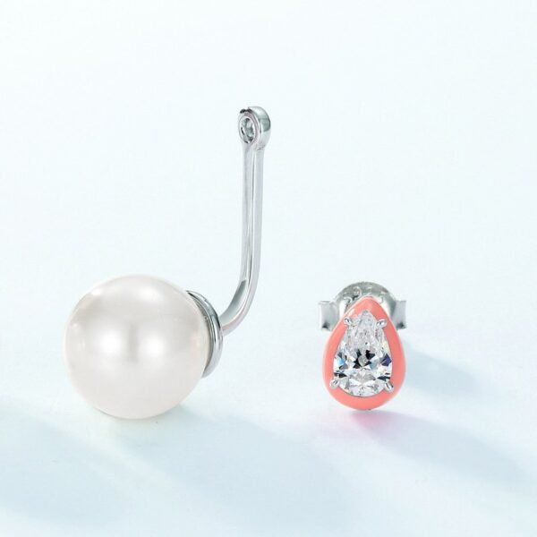Celebrity pearl earrings S925 silver color zirconium removable two wear earrings light luxury fashion with - Image 4