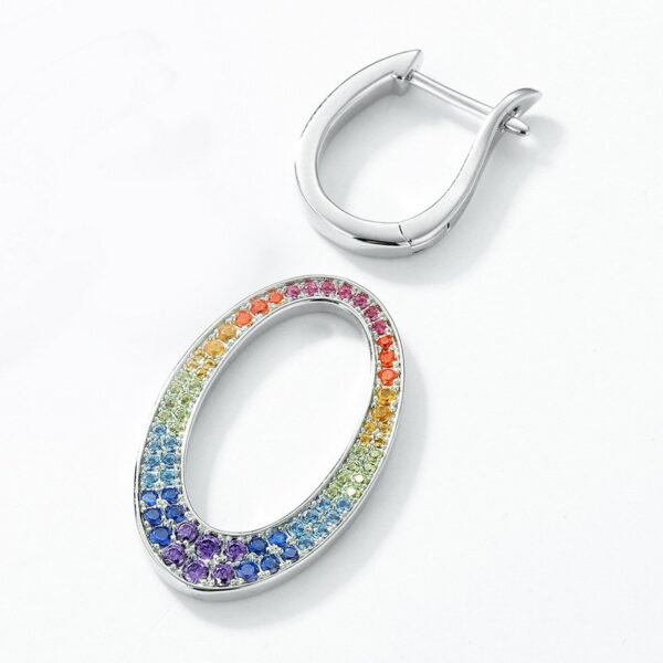 Colorful zirconia earrings female retro earrings S925 silver rainbow earrings removable two wear wind - Image 4