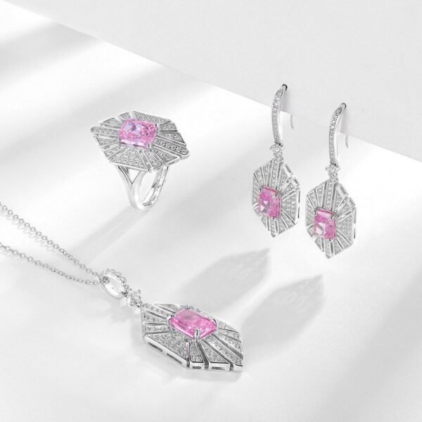 Hot sale S925 silver ice flower cut high carbon diamond fashion pendant necklace set factory direct sale - Image 4