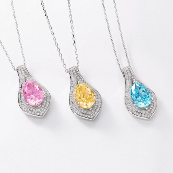S925 Silver Pendant Ice Flower Cut High Carbon Diamond Necklace Fashion - Image 4