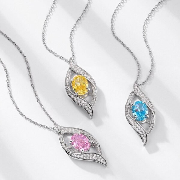 S925 Silver Pendant Ice Flower Cut High Carbon Diamond Necklace Fashion - Image 4