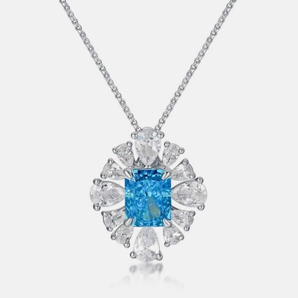 Customized S925 silver pendant necklace women ice flower cut high carbon diamond surrounded by zirconia pendant fashion light luxury - Image 4