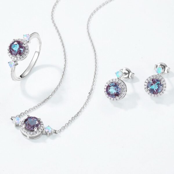 Light luxury fashion alexandrite necklace S925 silver full inlaid cultivation variegated stone colored treasure collarbone chain female - Image 4