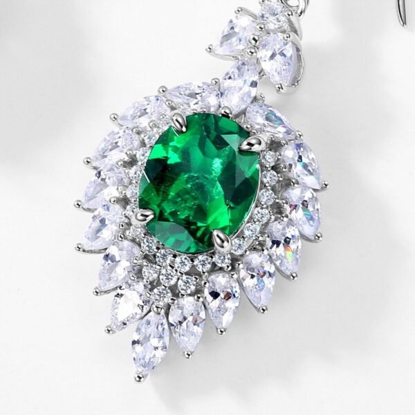 S925 silver cultivated emerald earrings female concealment set gemstone earrings retro noble style - Image 4